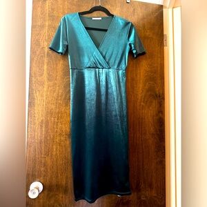 Zara Green Velvet Midi Dress